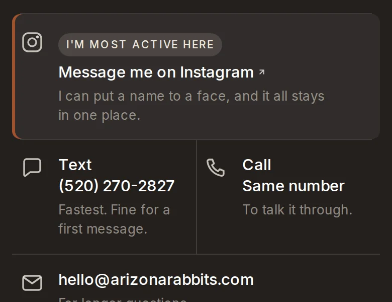 After: Text on the left and Call on the right of one row.